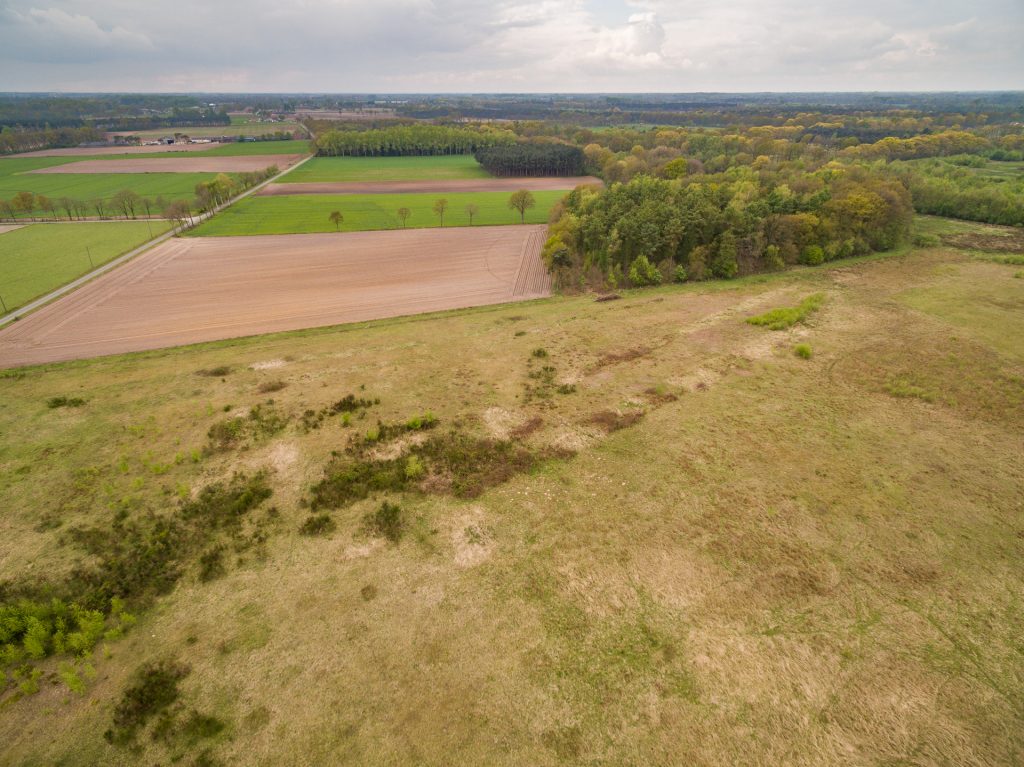 Luchtfoto met zicht op het tracé van de Bocholter Graven