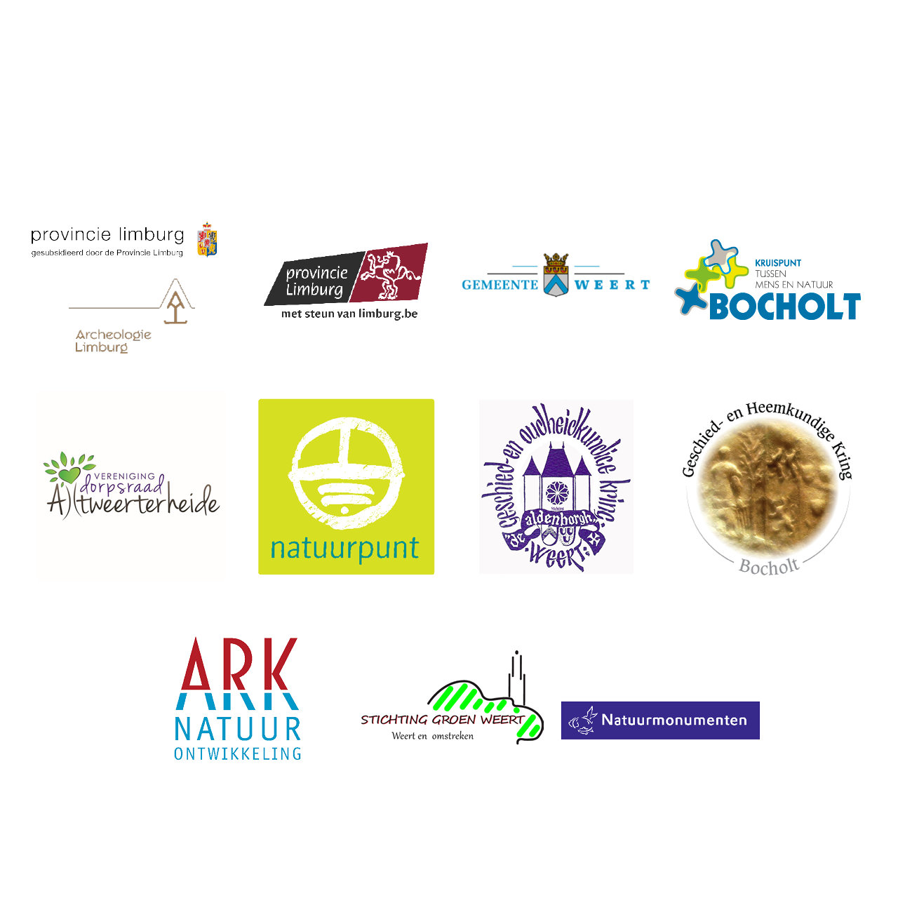Logo's van de samenwerkende partners aan het project Weerterbeek